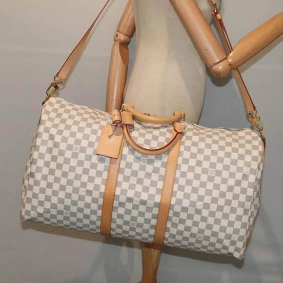 LOUIS VUITTON Damier Azur Keepall Bandouliere 55 Boston Bag N41429 Auth 78568SAV - Picture 3 of 16
